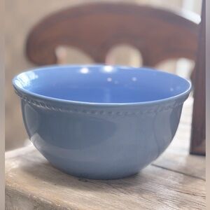 Home Cornflower Blue Stoneware Serving Bowl. 9”x4.5” Beaded Rim | Gorgeous.